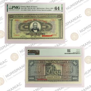Greece 🇬🇷 1926 (ND1928) 1000 Drachmai Banknote Pick#100b PMG 64