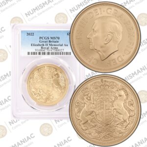 Great Britain 🇬🇧 2022 Elizabeth II Memorial Five Sovereign Piece BU Matt Finish Gold Bullion Coin PCGS MS70.