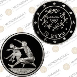Greece 🇬🇷 10 Euro 2003 "Long Jump" 1oz Silver Bullion Proof Coin with capsule.