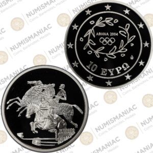 Greece 🇬🇷 10 Euro 2003 "Equestrian" 1oz Silver Bullion Proof Coin with capsule.