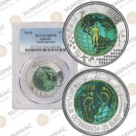 Austria 🇦🇹 Silver / Niobium Coin 2018 € 25 Anthropocene PCGS 🔝MS70🔝.