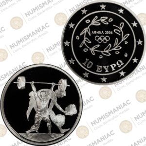 Greece 🇬🇷 10 Euro 2003 "Weightlifting" 1oz Silver Bullion Proof Coin with capsule.