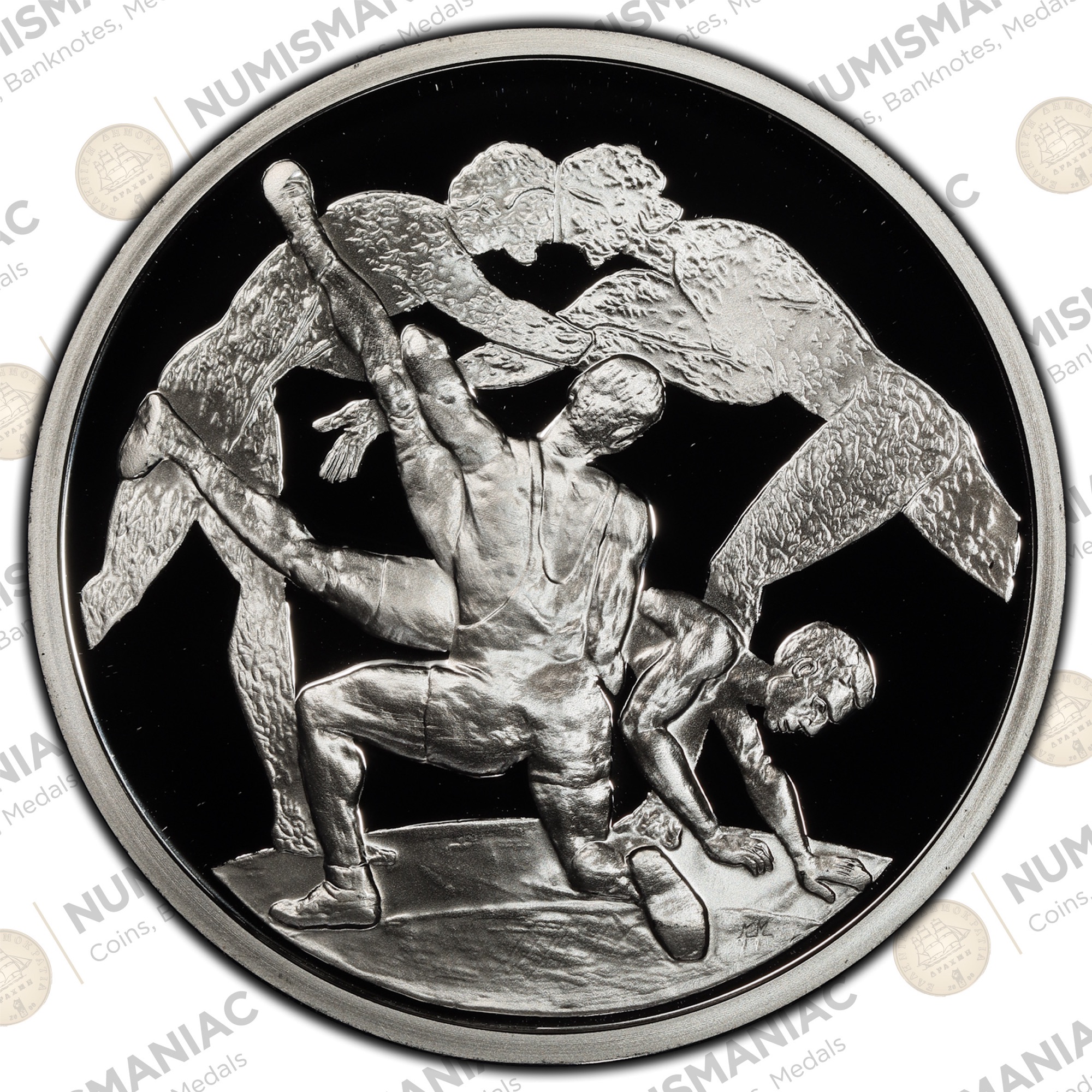 Greece 🇬🇷 10 Euro 2003 "Wrestling" 1oz Silver Bullion Proof Coin with capsule.A