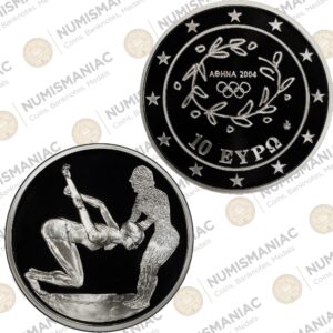 Greece 🇬🇷 10 Euro 2003 "Swimming" 1oz Silver Bullion Proof Coin with capsule.