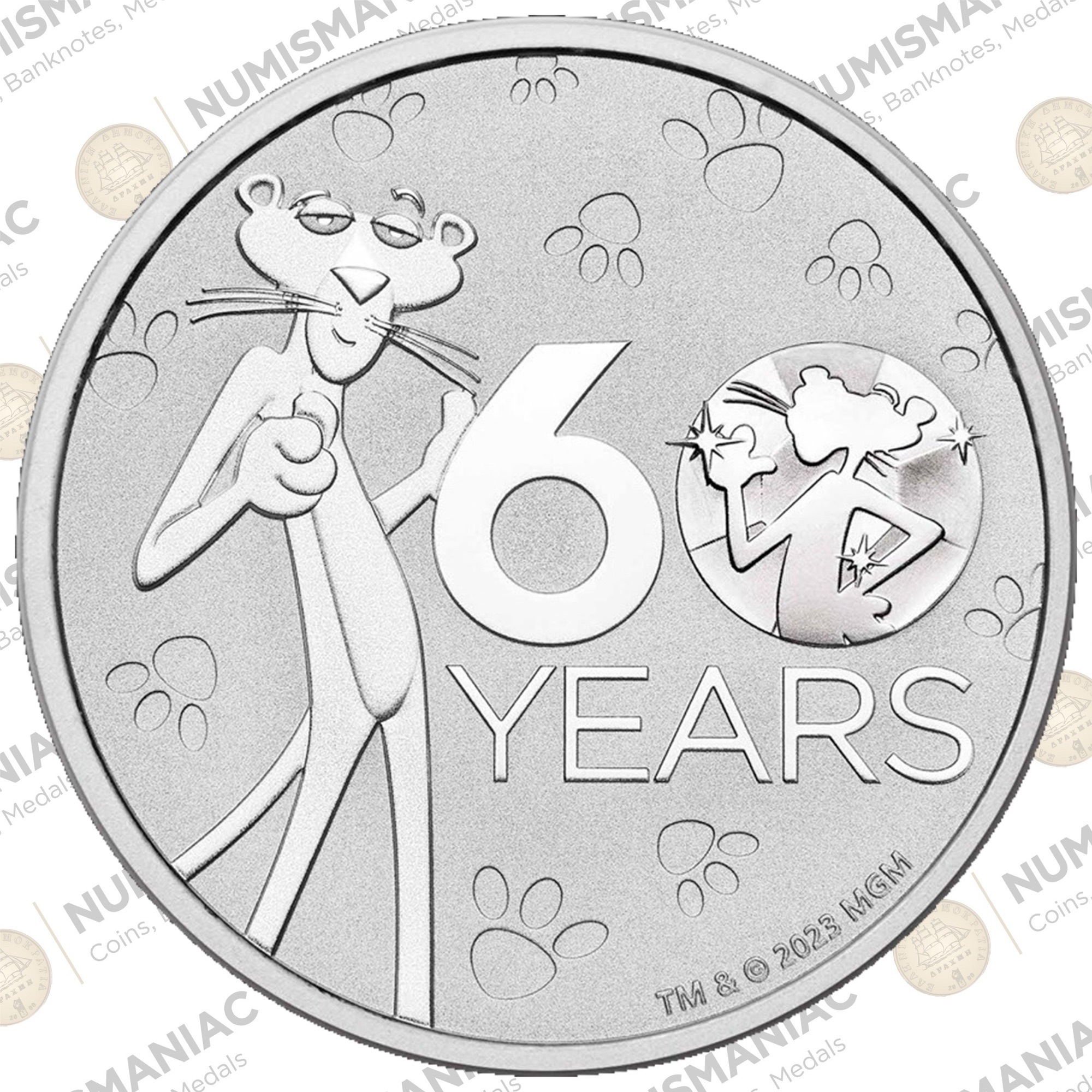 Tuvalu Perth Mint 1 oz Silver Bullion - PINK PANTER 2024 60th Anniversary $1.A