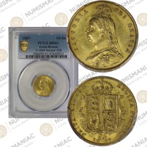 Great Britain 🇬🇧 Gold Coin 1887 Victoria Half Sovereign 1887 --- MS61 PCGS.