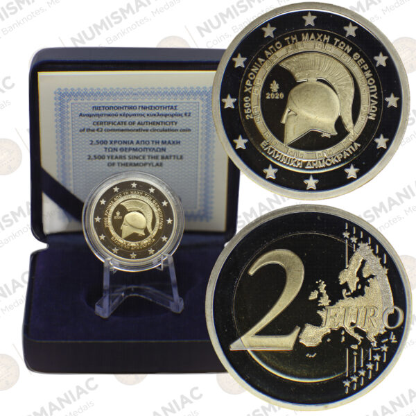 Greece 🇬🇷 2020 €2 Commemorative Proof Coin dedicated to “2,500 years since the Battle of Thermopylae”.