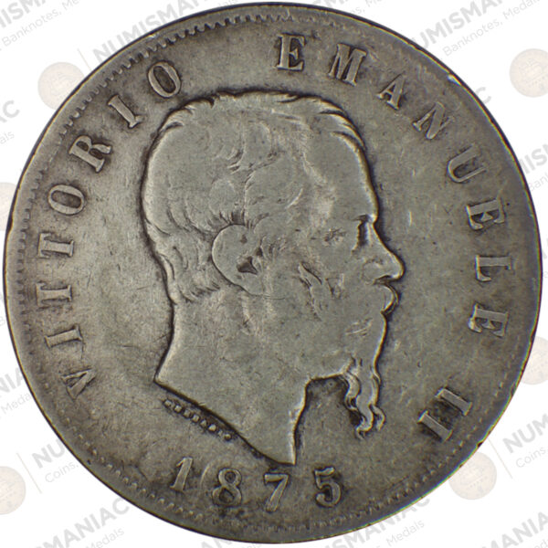 Italy 🇮🇹 5 Lire 1875 Silver - Vittorio Emanuele II. - Image 3