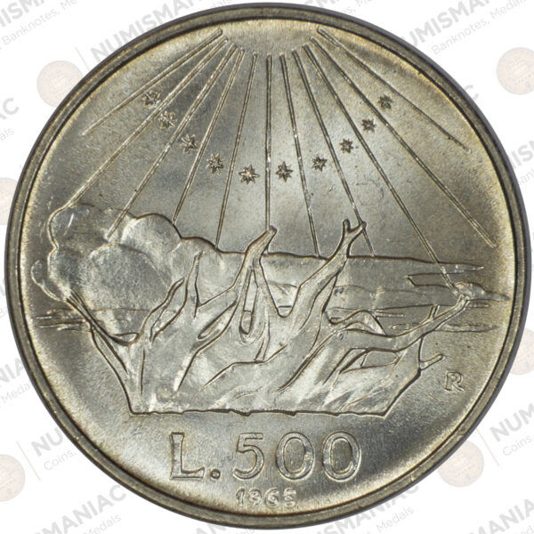 Italy 🇮🇹 500 Lire 1965 Silver Coin -- 700th Anniversary of the birth of Dante Alighieri. - Image 3