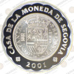 Spain 🇪🇸 2000 Pesetas 2001 Silver Coin  -- 500th anniversary of Segovia Mint. - Image 3