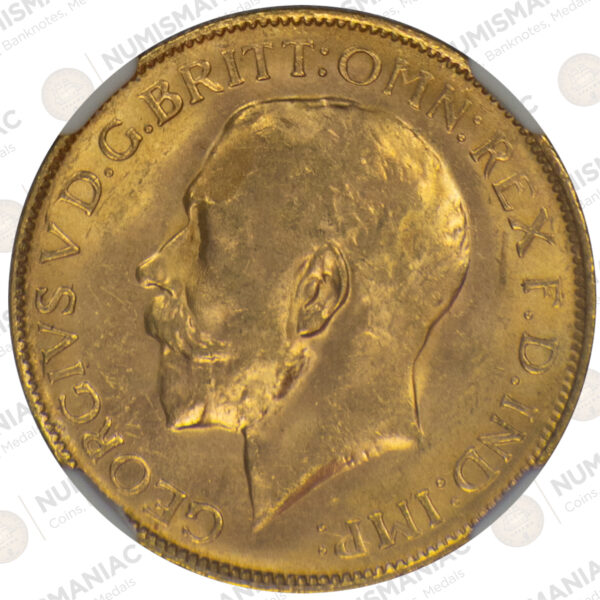 Australia 🇦🇺 1921P King George V Gold Sovereign NGC MS64. - Image 3