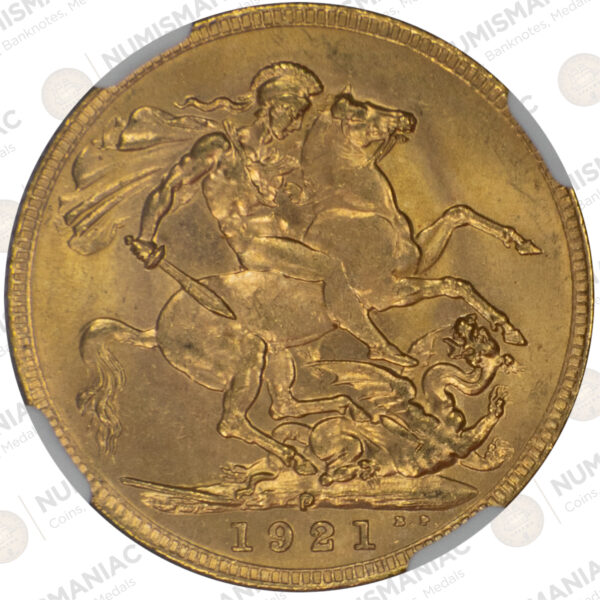 Australia 🇦🇺 1921P King George V Gold Sovereign NGC MS64. - Image 2