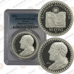 Greece 🇬🇷 2013 Silver Coin € 10 Hippocrates PCGS 🔝 PR70DCAM 🔝.