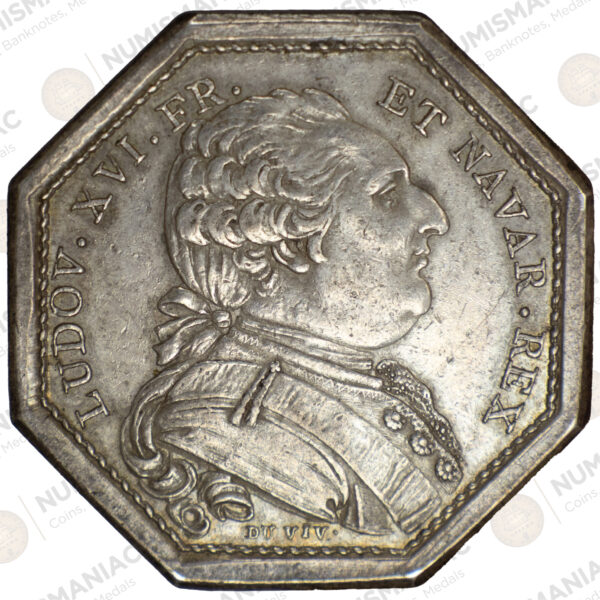 France 🇫🇷 Louis XVI AR Octagonal Jeton (ND 1774–1793) – Tresor Royal Token. - Image 2