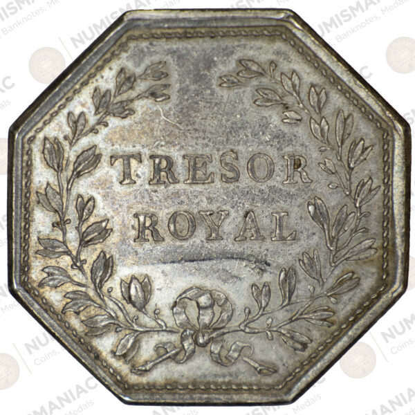 France 🇫🇷 Louis XVI AR Octagonal Jeton (ND 1774–1793) – Tresor Royal Token. - Image 3