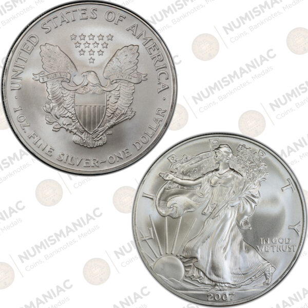 USA 🇺🇸 Silver Eagle 2007 - 1oz Silver Bullion Coin 1st Type.