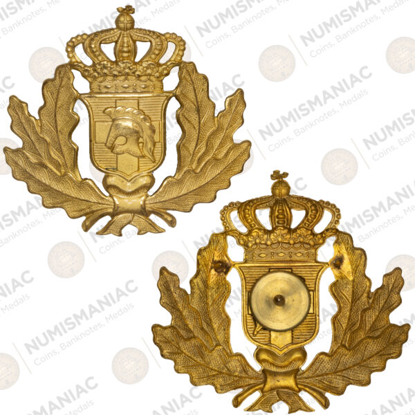 Greece 🇬🇷 Greek Army Cavalry Officer’s Cap Badge – Kingdom of Greece (Royal Crown Emblem).