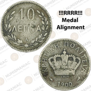 Creta 🇬🇷 1900 10 Lepta - Medal Alignment !!!RARE!!!.