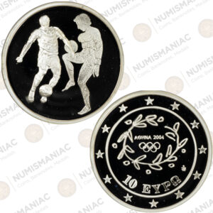 Greece 🇬🇷 2004 Silver Coin € 10 Olympic Games Football.