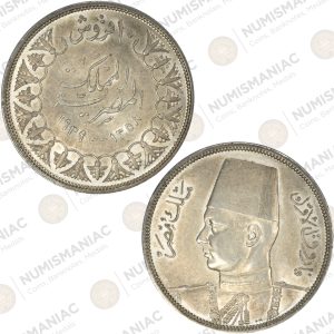 Egypt 🇪🇬 Silver Coin10 Qirsh 1939 - Farouk I.