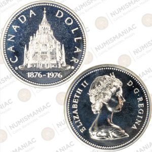 Canada 🇨🇦 Silver Dollar 1976 Proof – Parliament Library Centennial Coin 50% Silver Bullion.