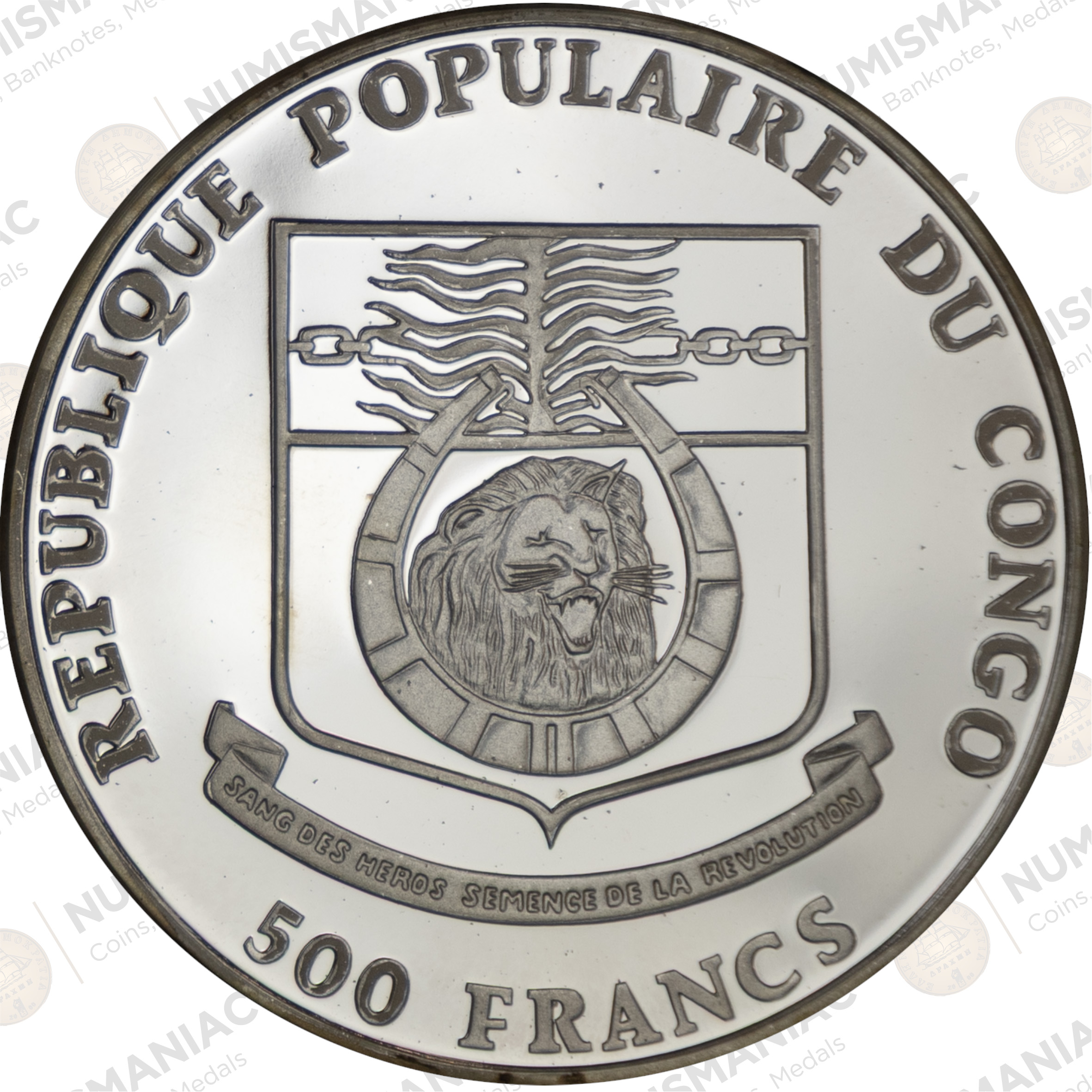 Congo 🇨🇩 500 Francs 1994 Silver Coin – FIFA World Cup Soccer Commemorative (Ag / 20gr / .999). - Image 3