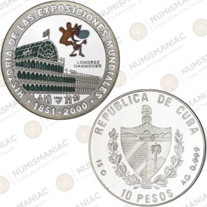 Cuba 🇨🇺 10 Pesos Silver Coin – Expo 2000 London Commemorative Issue.