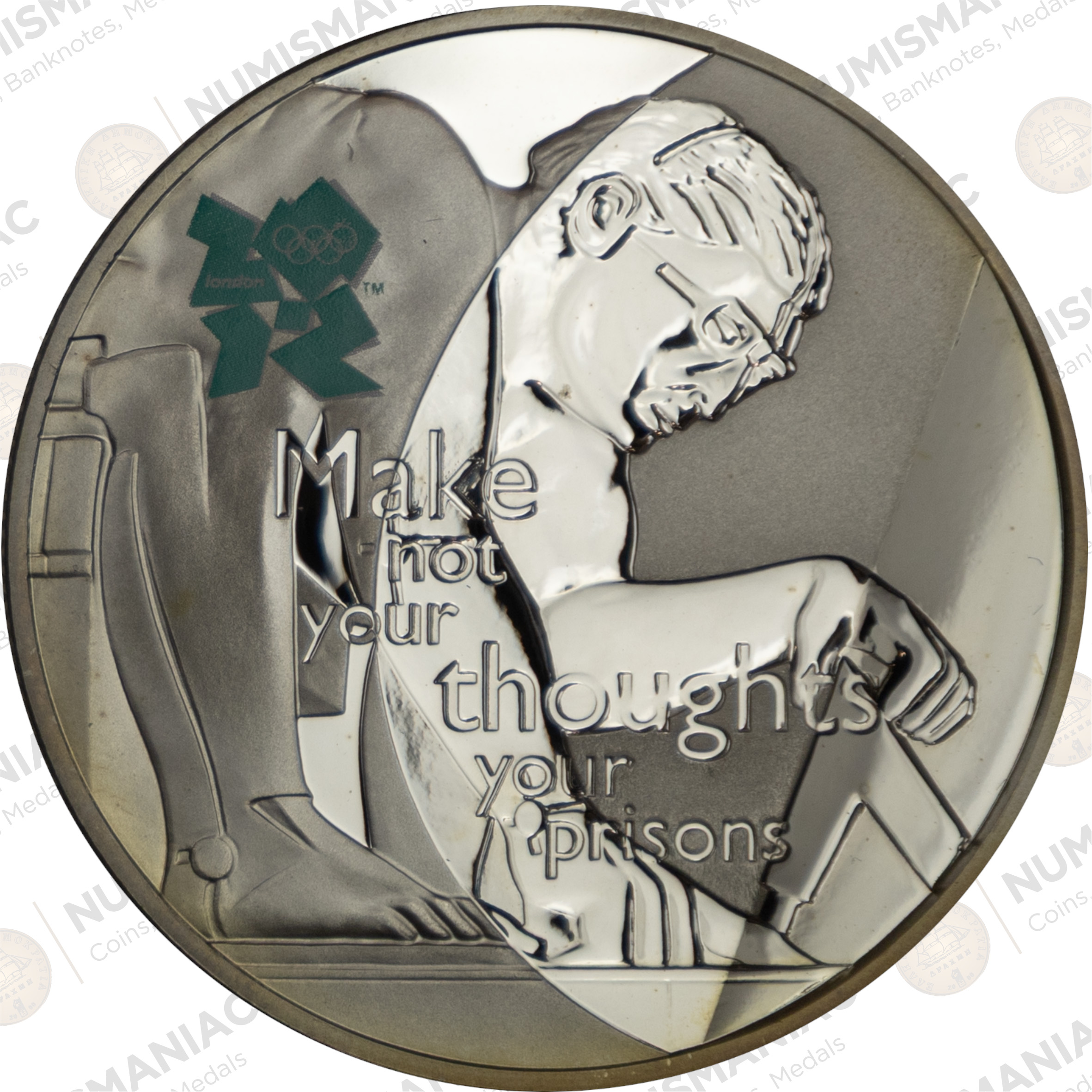 Great Britain 🇬🇧 £5 Silver Coin 2009 – Isaac Newton London 2012 Olympics Commemorative (Ag / 28.28gr / .925). - Image 3