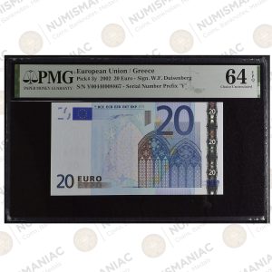 Greece 🇬🇷 20 Euro 2002 Banknote – Pick#3y PMG 64 EPQ Choice Uncirculated - N001A1.