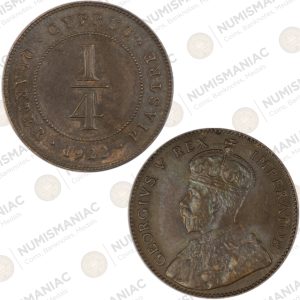 Cyprus 🇨🇾 1922 1/4 Piastre Copper Coin – King George V.
