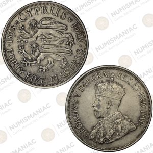 Cyprus 🇨🇾 1928 Silver 45 Piastres Coin – King George V