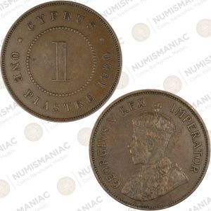 Cyprus 🇨🇾 1930 1 Piastre Copper Coin – King George V.