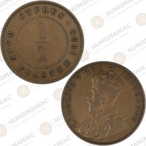 Cyprus 🇨🇾 1930 ½ Piastre Copper Coin – King George V.
