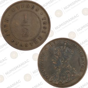 Cyprus 🇨🇾 1931 ½ Piastre Copper Coin – King George V.