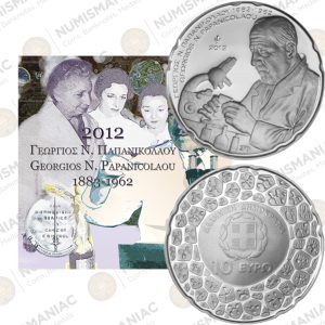 Greece 🇬🇷 2012 Blister Set with Silver Coin € 10 "Georgios N. Papanikolaou".