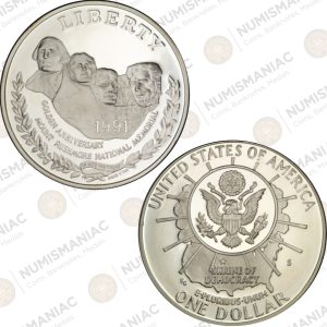 USA 🇺🇸 1991-S Proof Mount Rushmore Silver Dollar Commemorative Coin (Ag / 26.73gr / .900).