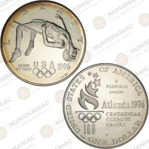 USA 🇺🇸 1996-P Proof High Jump Silver Dollar Olympic Commemorative Coin (Ag / 26.73gr / .900).