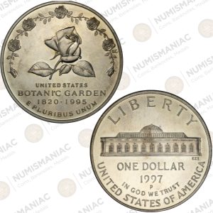 United States 🇺🇸 1997-P Uncirculated Botanic Garden Silver Dollar Commemorative Coin (Ag / 26.73gr / .900).