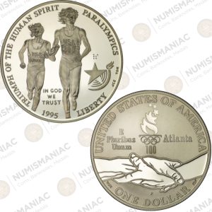 United States 🇺🇸 1995-P Proof Paralympics Silver Dollar Commemorative Coin (Ag / 26.73gr / .900).