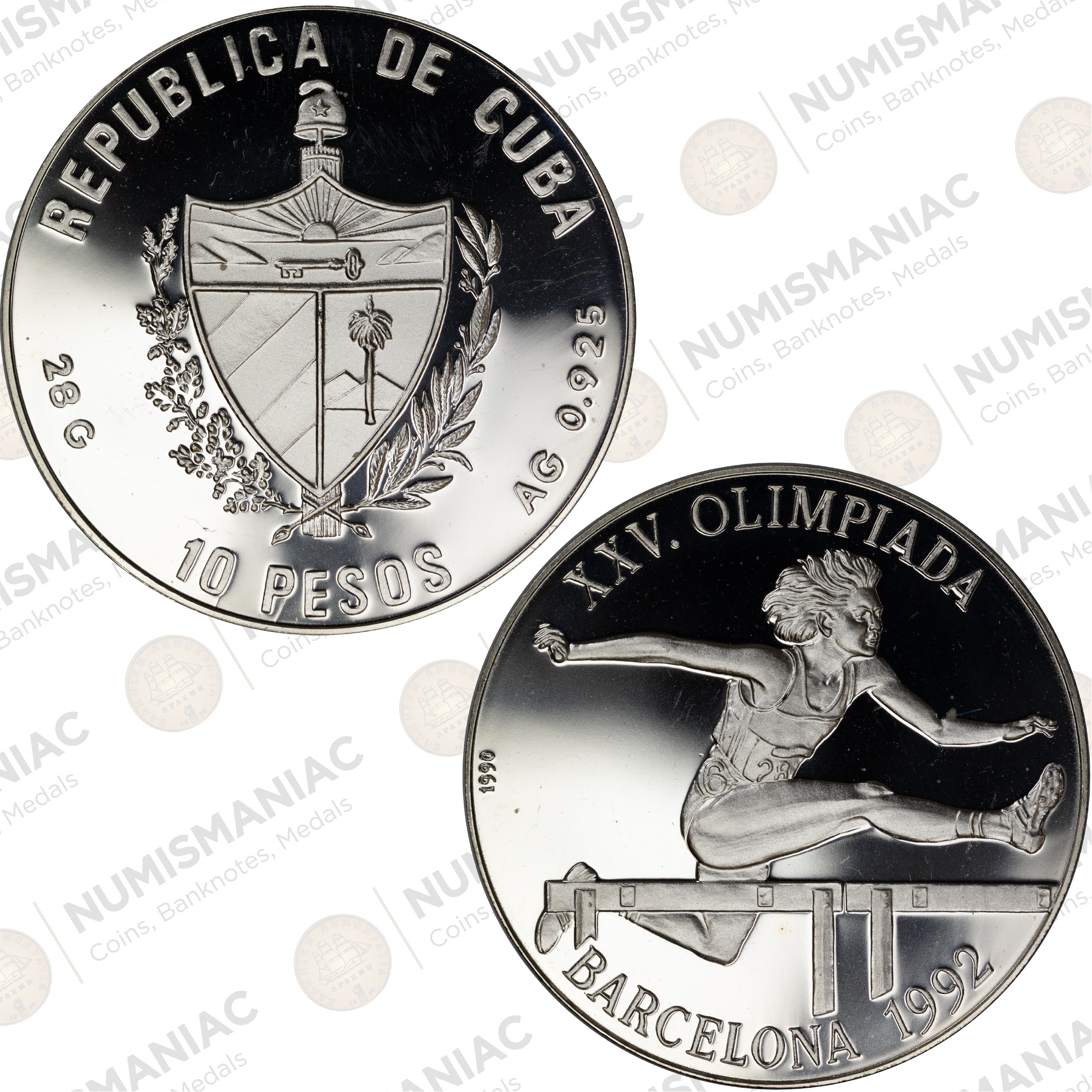 Cuba 🇨🇺 10 Pesos 1992 Silver Coin – Barcelona Olympic Games Commemorative (Ag / 28gr / .925).