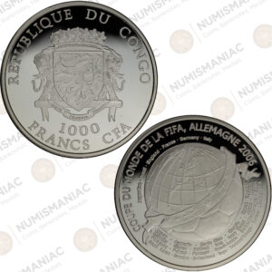 Congo 🇨🇬 2006 Silver 1000 Francs CFA – FIFA World Cup Germany 2006 Commemorative Coin (Ag / 20gr / .925).