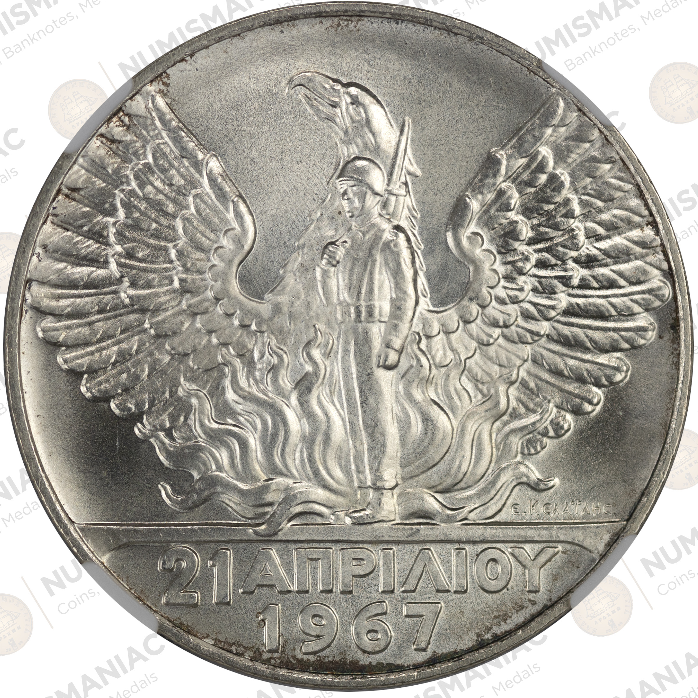 Greece 🇬🇷 1970 Silver 100 Drachmai – King Constantine II – NGC MS66 - Image 2