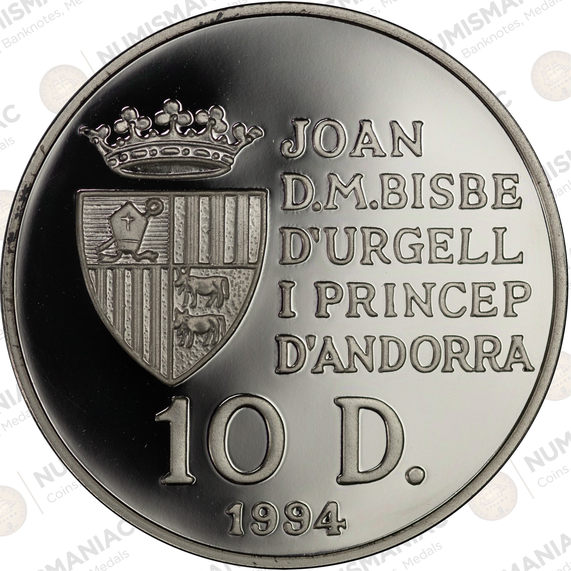 Andorra 🇦🇩 1994 10 Diners Silver Proof Coin – Joan Martí i Alanis | Discovery of America (Ag / 31,47gr/ .925). - Image 3