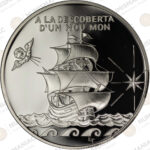Andorra 🇦🇩 1994 10 Diners Silver Proof Coin – Joan Martí i Alanis | Discovery of America (Ag / 31,47gr/ .925). - Image 2