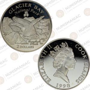 Cook Islands 🇨🇰 National Parks Series – Glacier Bay – Silver $2 Coin(Ag / 10gr / .500).