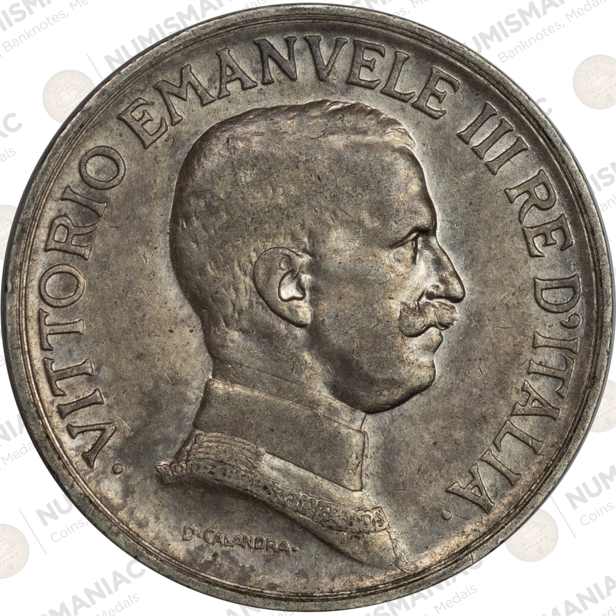 Italy 🇮🇹 1916 1 Lira Roma Mint Silver Coin – Vittorio Emanuele III. - Image 3