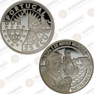 Portugal 🇵🇹 1993 Silver 25 ECU – Bartolomeu Dias – Commemorative Coin (Ag / 28gr / .925).