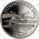 Vanuatu 🇻🇺 1992 50 Vatu Silver Proof Coin – Canoe Olympic Games (Ag / 31,47gr/ .925). - Image 3