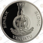 Vanuatu 🇻🇺 1992 50 Vatu Silver Proof Coin – Canoe Olympic Games (Ag / 31,47gr/ .925). - Image 2