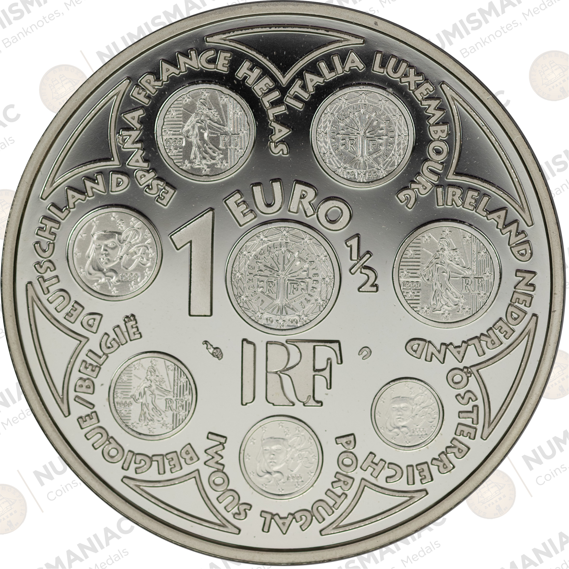 France 🇫🇷 2002 1.5 Euro Silver Proof Coin – First Euro Collector Issue (Ag / 22.2gr/ .900). - Image 2